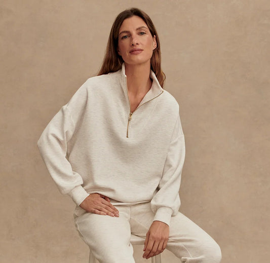 Varley Hawley Half Zip Sweat-Ivory Marl