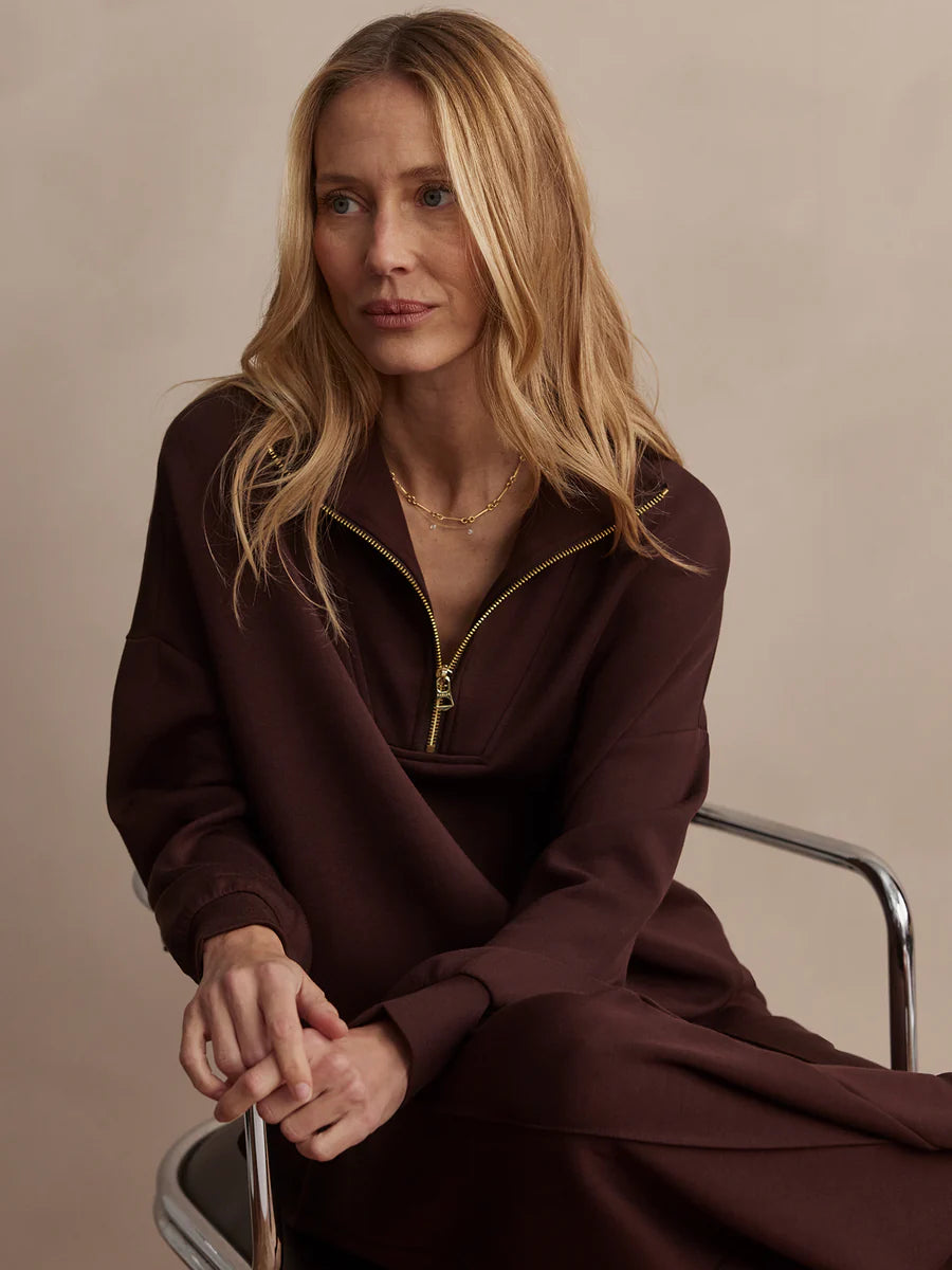 Varley Hawley Half Zip Sweat-Coffee Bean