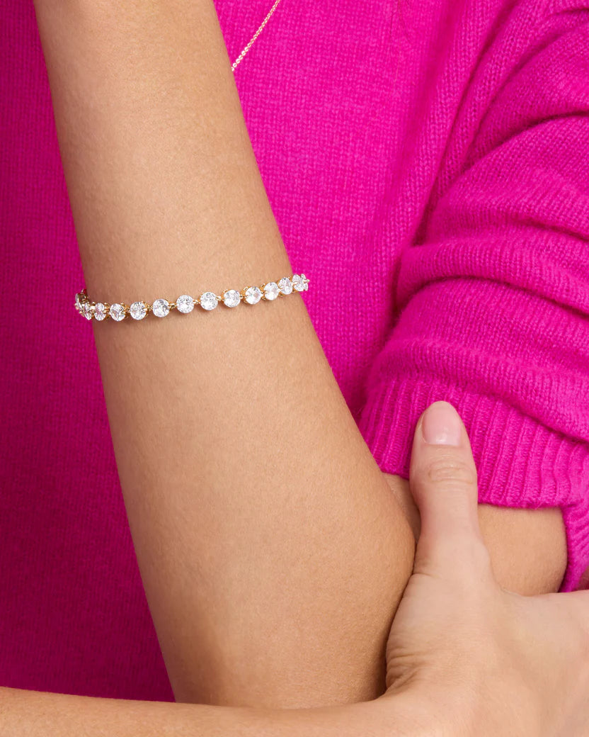 Melinda Maria She's An Icon Tennis Bracelet-Silver/White