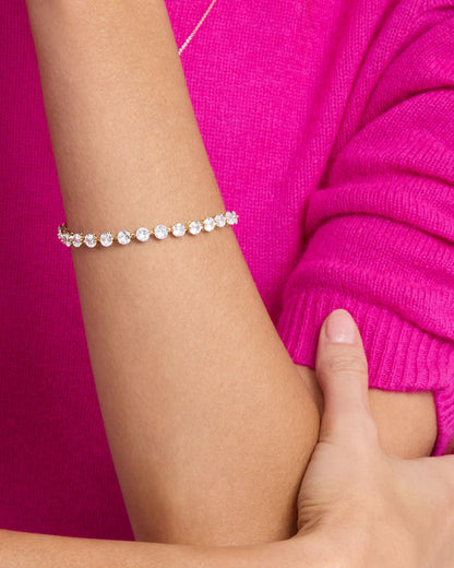 Melinda Maria She's An Icon Tennis Bracelet-Silver/White
