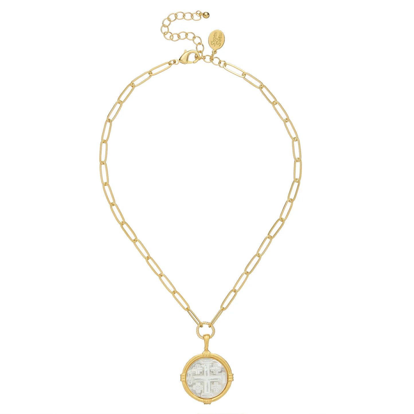 Susan Shaw Ida Jerusalem Cross Necklace-Gold