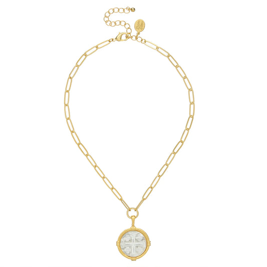 Susan Shaw Ida Jerusalem Cross Necklace-Gold