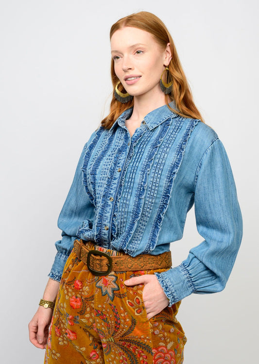Ivy Jane Tuxedo Denim Shirt-Indigo