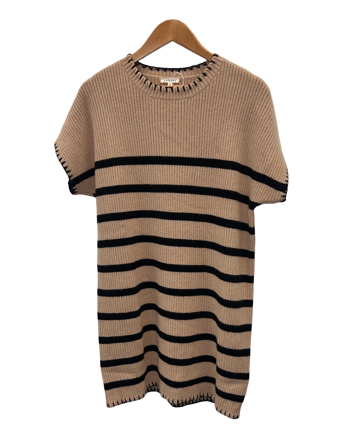 Jodifl Stripe Sweater Dress-Oatmeal/Black
