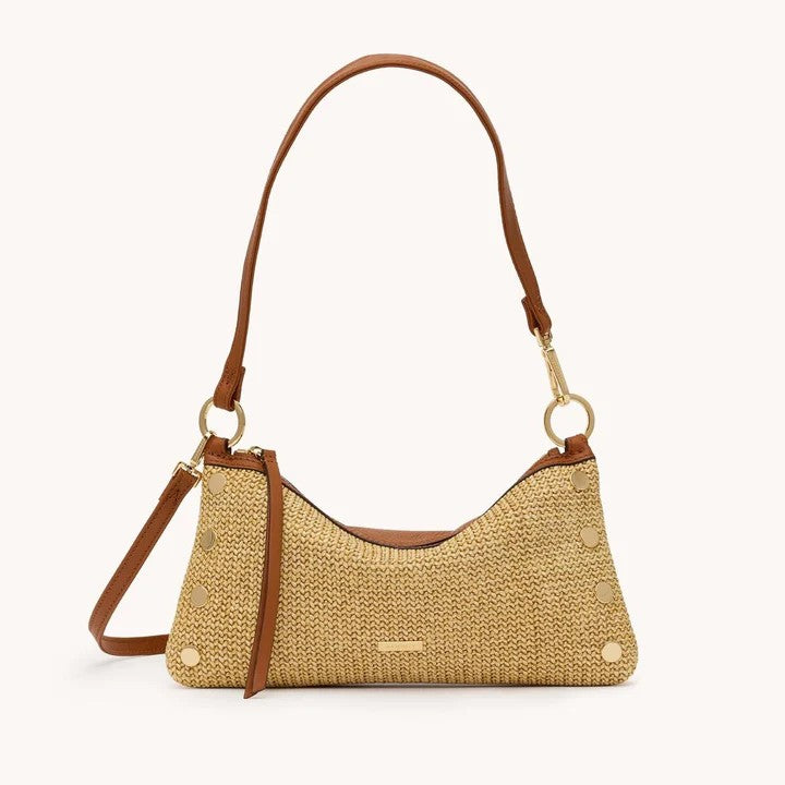 Hammitt Kyle Shoulder Bag-Cocoa Raffia/Gold