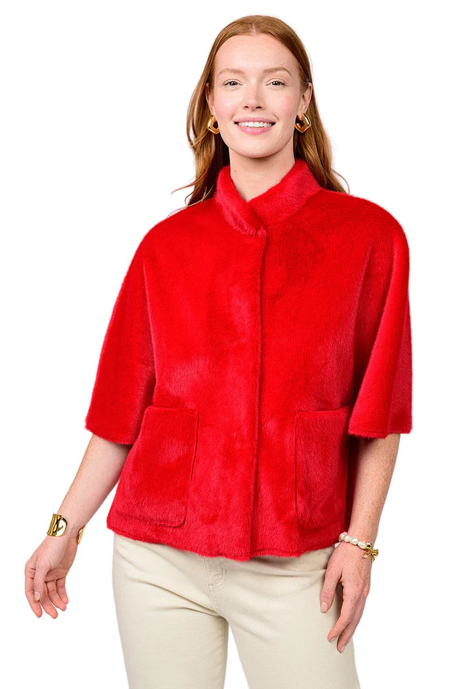 Ivy Jane Faux Capelet Jacket red