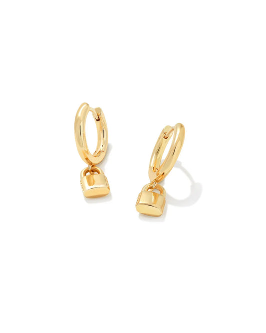 Kendra Scott Jess Lock Huggies Gold