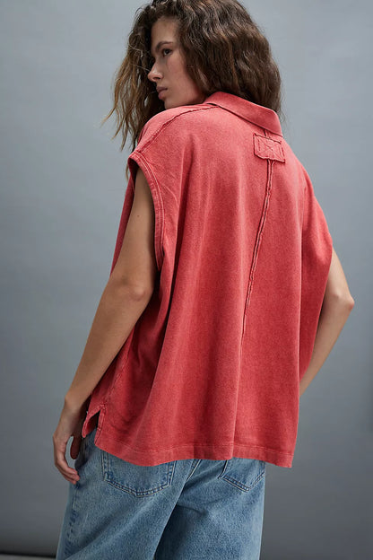 Free People Keep On Polo-Firey Red