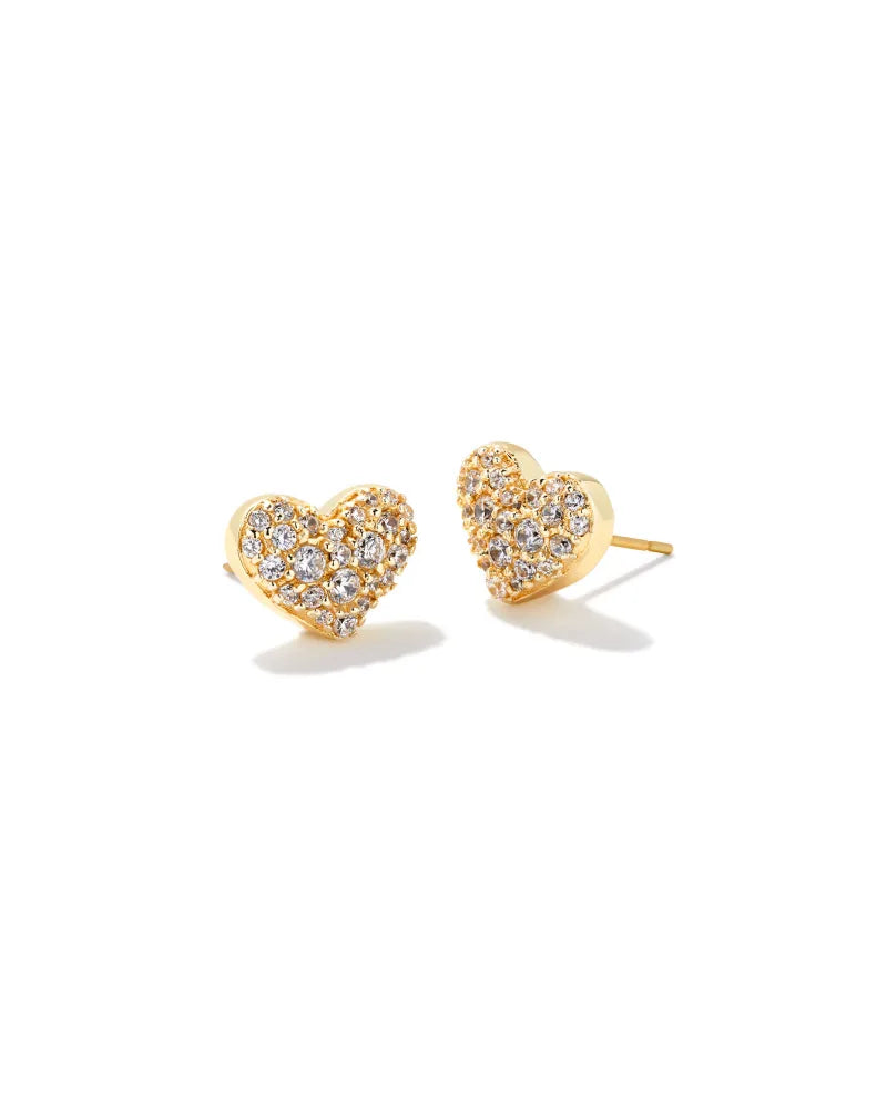 Kendra Scott Ari Pave Heart Earrings in Gold and Silver