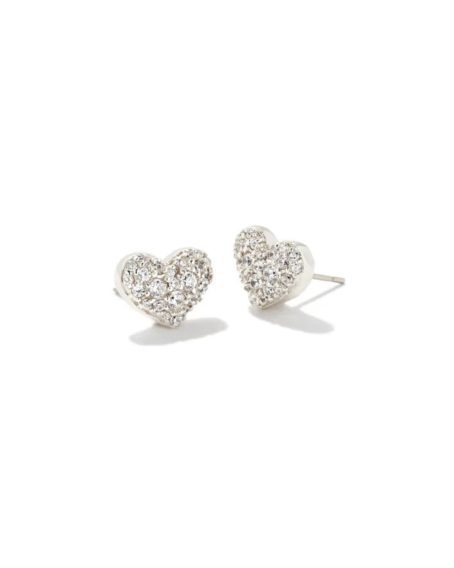 Kendra Scott Ari Pave Heart Earrings in Gold and Silver
