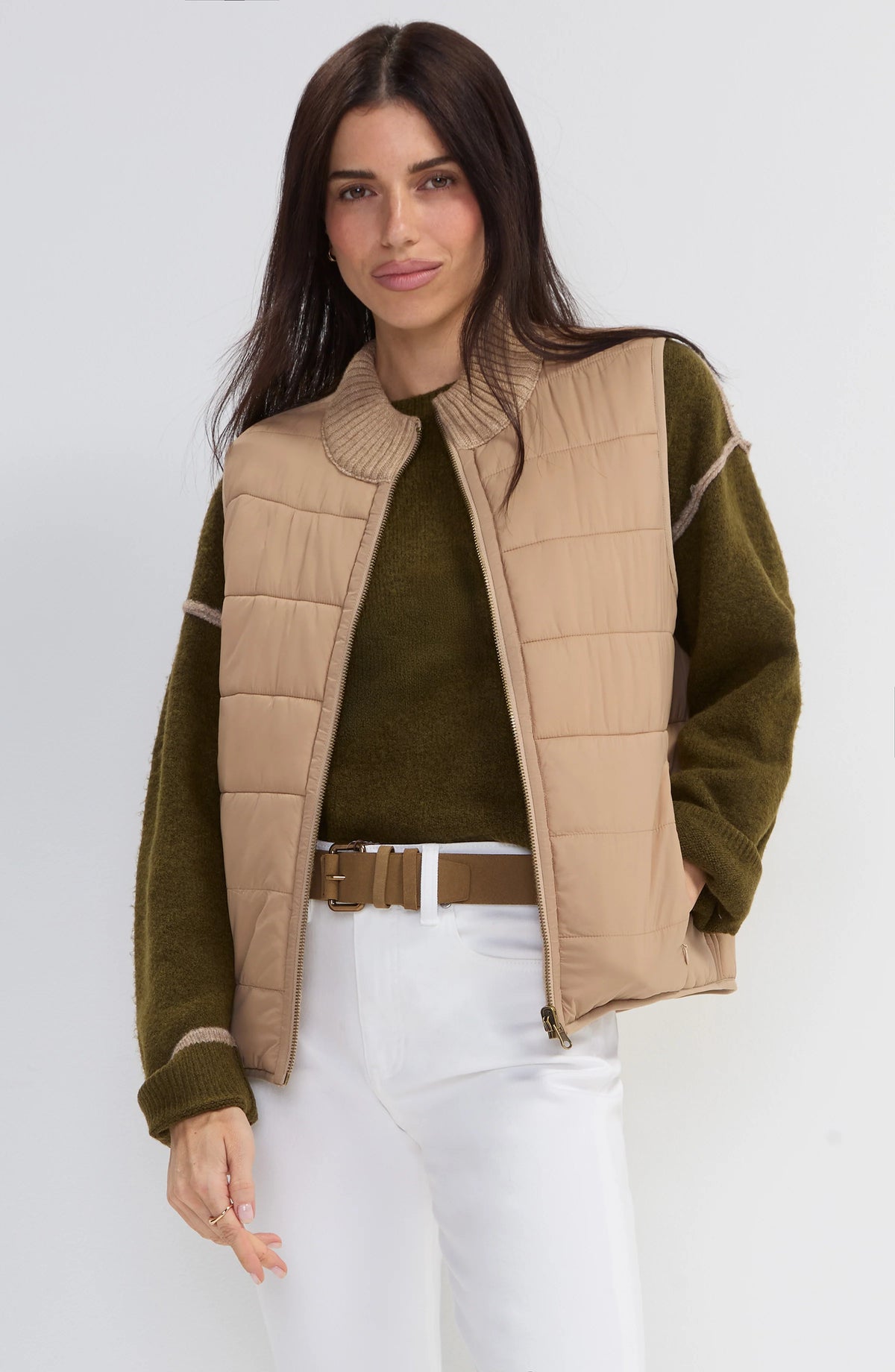 Liverpool Reversible Quilted Vest-Harvest/Khaki Melange