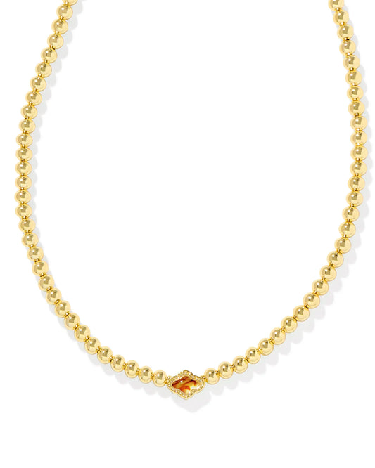 Kendra Scott Abbie Beaded Necklace Gold/Amber Marbled Illusion