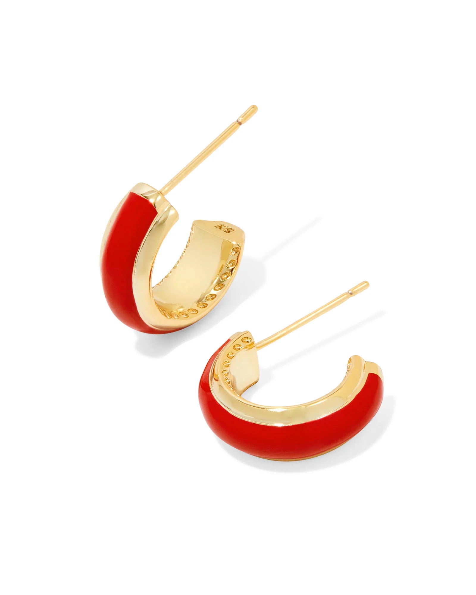 Kendra Scott Ainsley Huggie Earrings Gold/Red Enamel