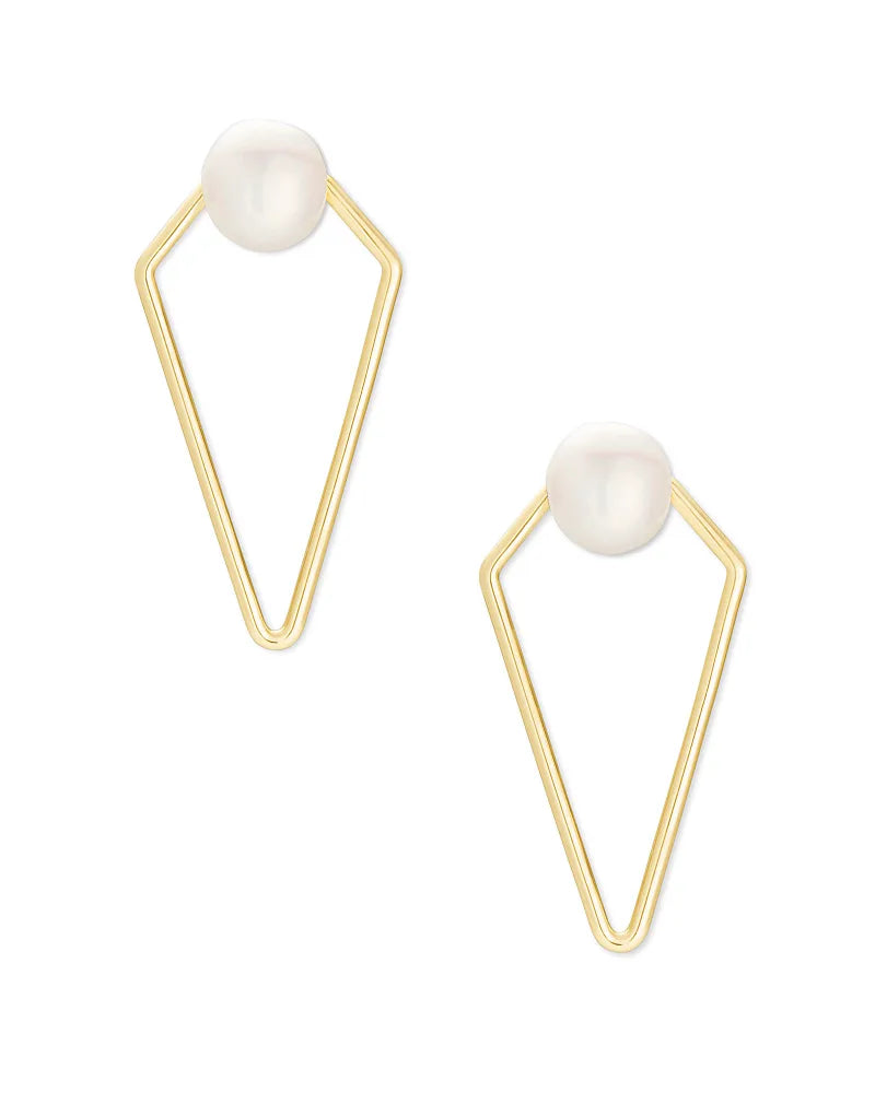 Kendra Scott Demi Open Frame Pearl Gold Earrings