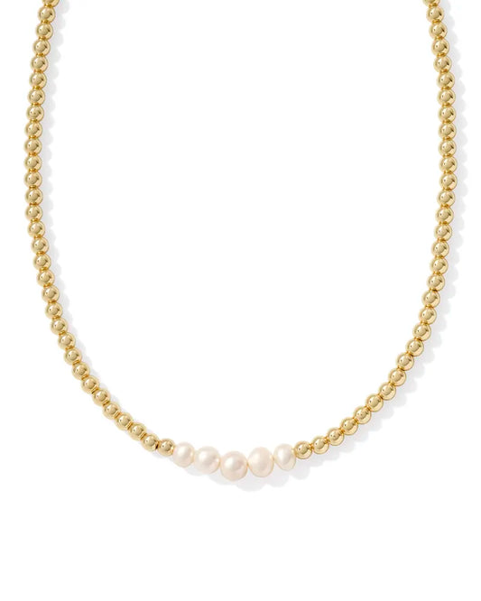 Kendra Scott Eve Beaded Strand Necklace Gold/Pearl