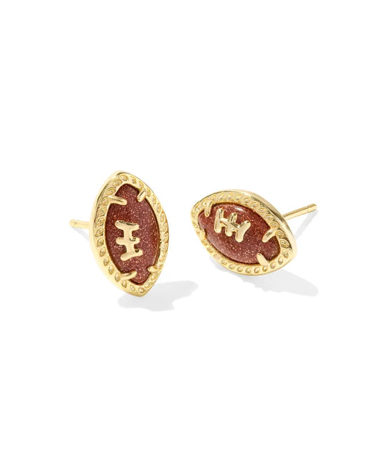 Kendra Scott Football Stud Earrings Gold/Orange Goldstone