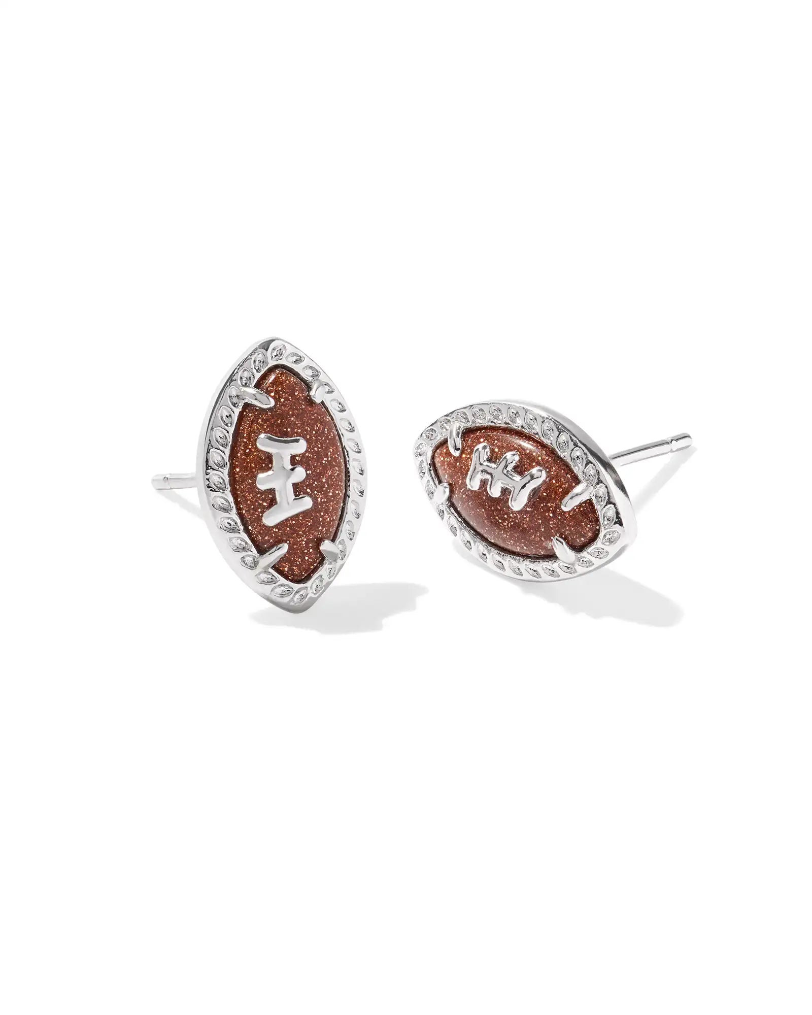 Kendra Scott Football Stud Earrings Rhodium/Orange Goldstone