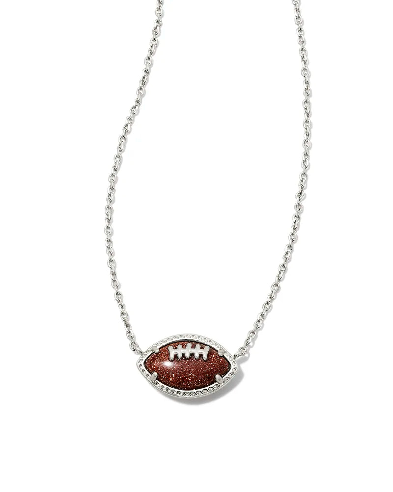 Kendra Scott Football Necklace in Rhodium