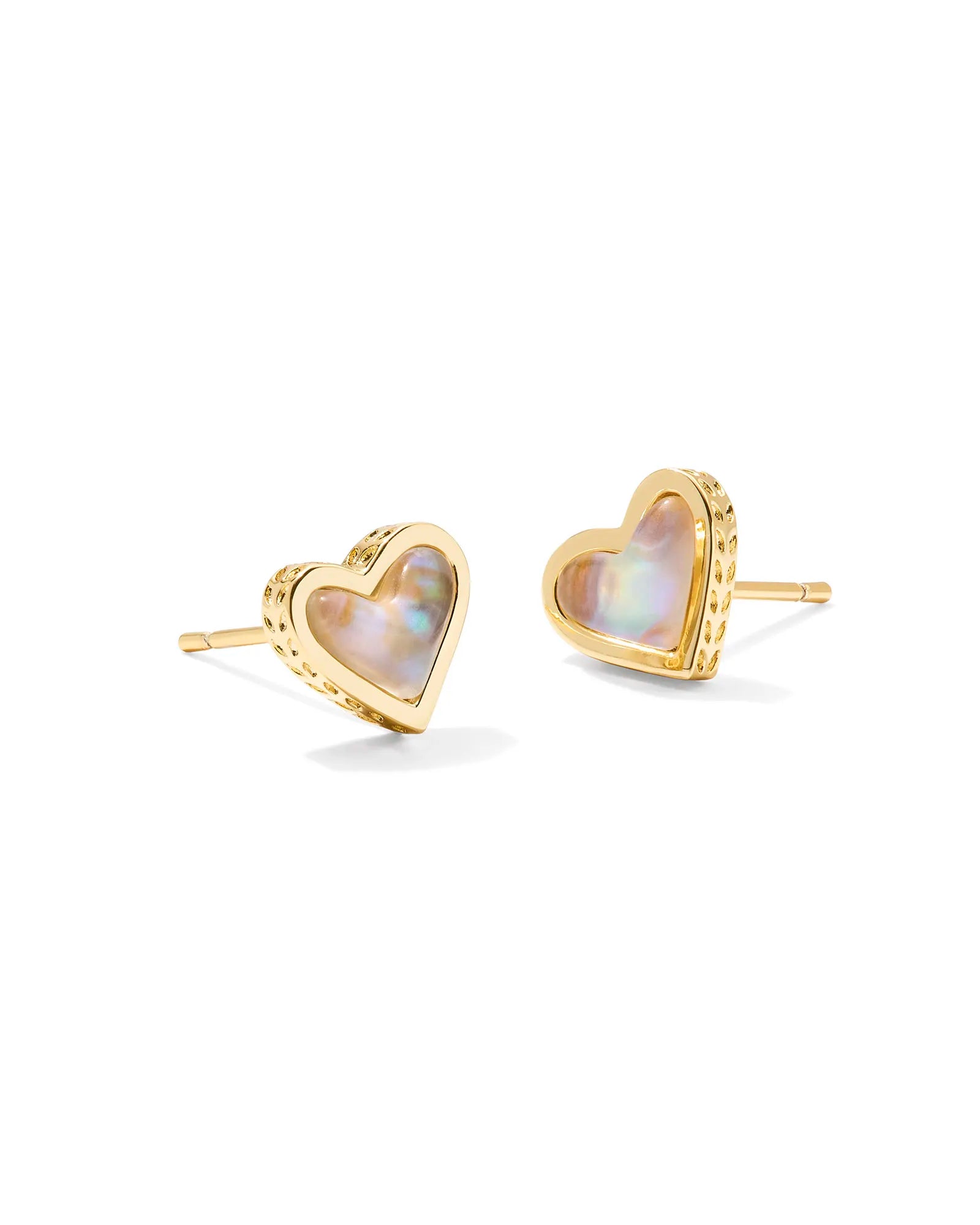 Kendra Scott Framed Ari Heart Gold Earrings in Iridescent Abalone