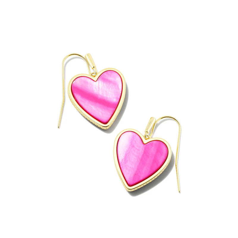 Kendra Scott Heart Drop Earrings Gold/Hot Pink