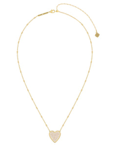 Kendra Scott Heart Pendant Necklace Gold/Iridescent Drusy