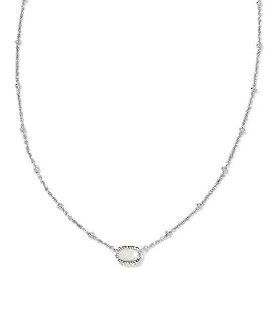 Kendra Scott Mini Elisa Satellite Pendant Necklace Rhodium/Mother of Pearl