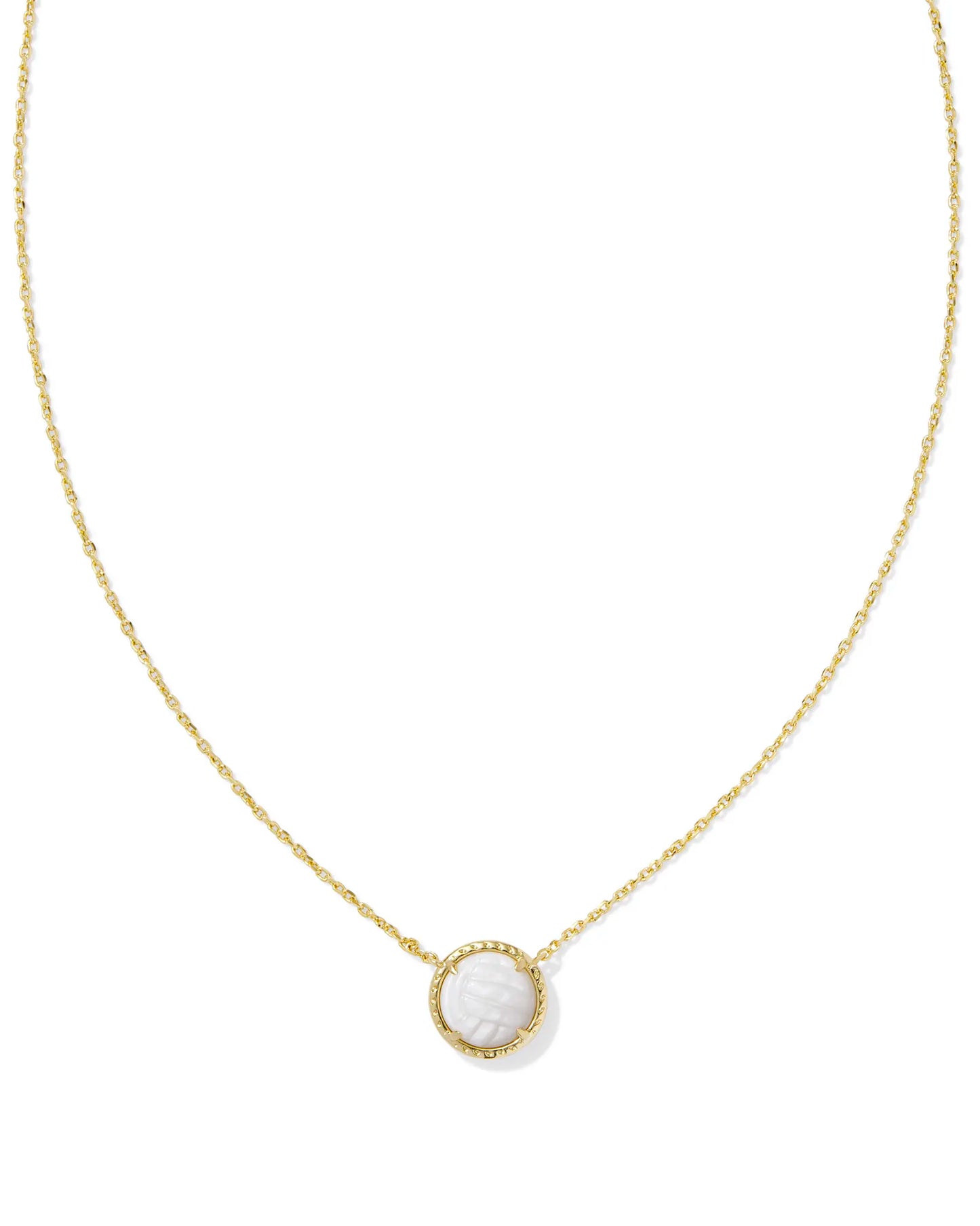 Kendra Scott Volleyball Pendant Necklace Gold/White Mother of Pearl