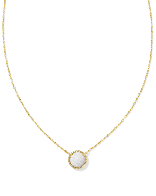 Kendra Scott Volleyball Pendant Necklace Gold/White Mother of Pearl