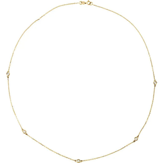 14Kt Yellow Gold 1/4 CTW Lab-Grown Diamond 5-Station 18" Necklace