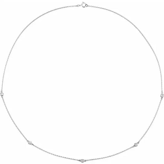 14Kt White Gold 1/4 CTW Lab-Grown Diamond 5-Station 18" Necklace