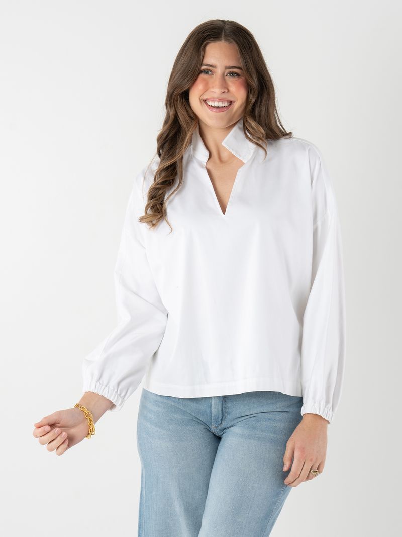 Emily McCarthy Poppy Long Sleeve Top-White