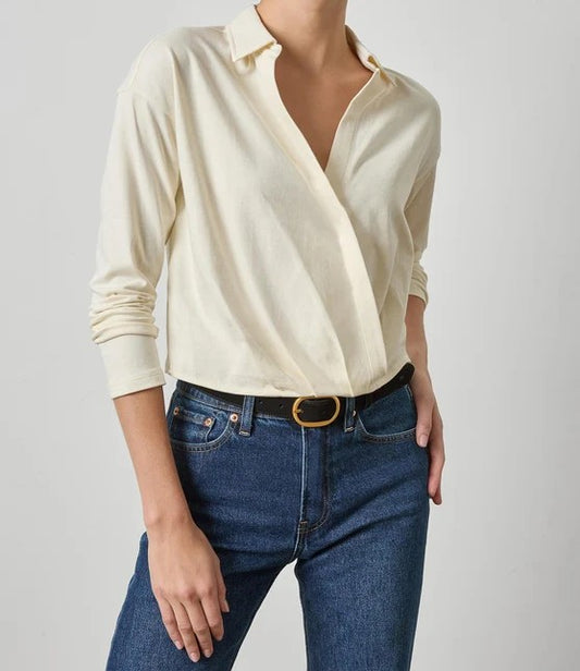 Lilla P Faux Wrap Collared Top-Rope