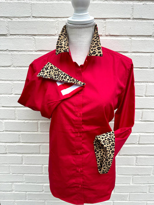 Pearly Vine Elizabeth 3/4 Sleeve - Red With Cheetah & Stripe