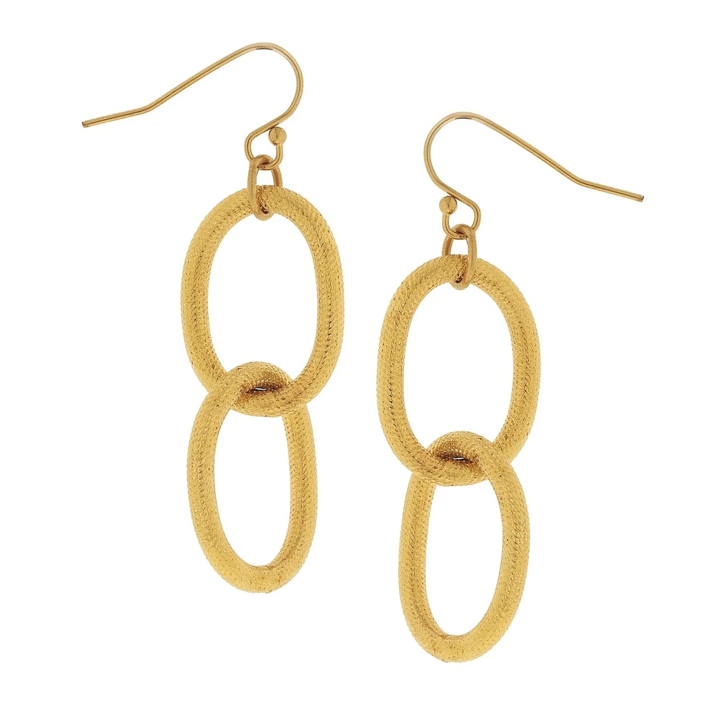 Susan Shaw Oval Loop Chain Earrings-Gold