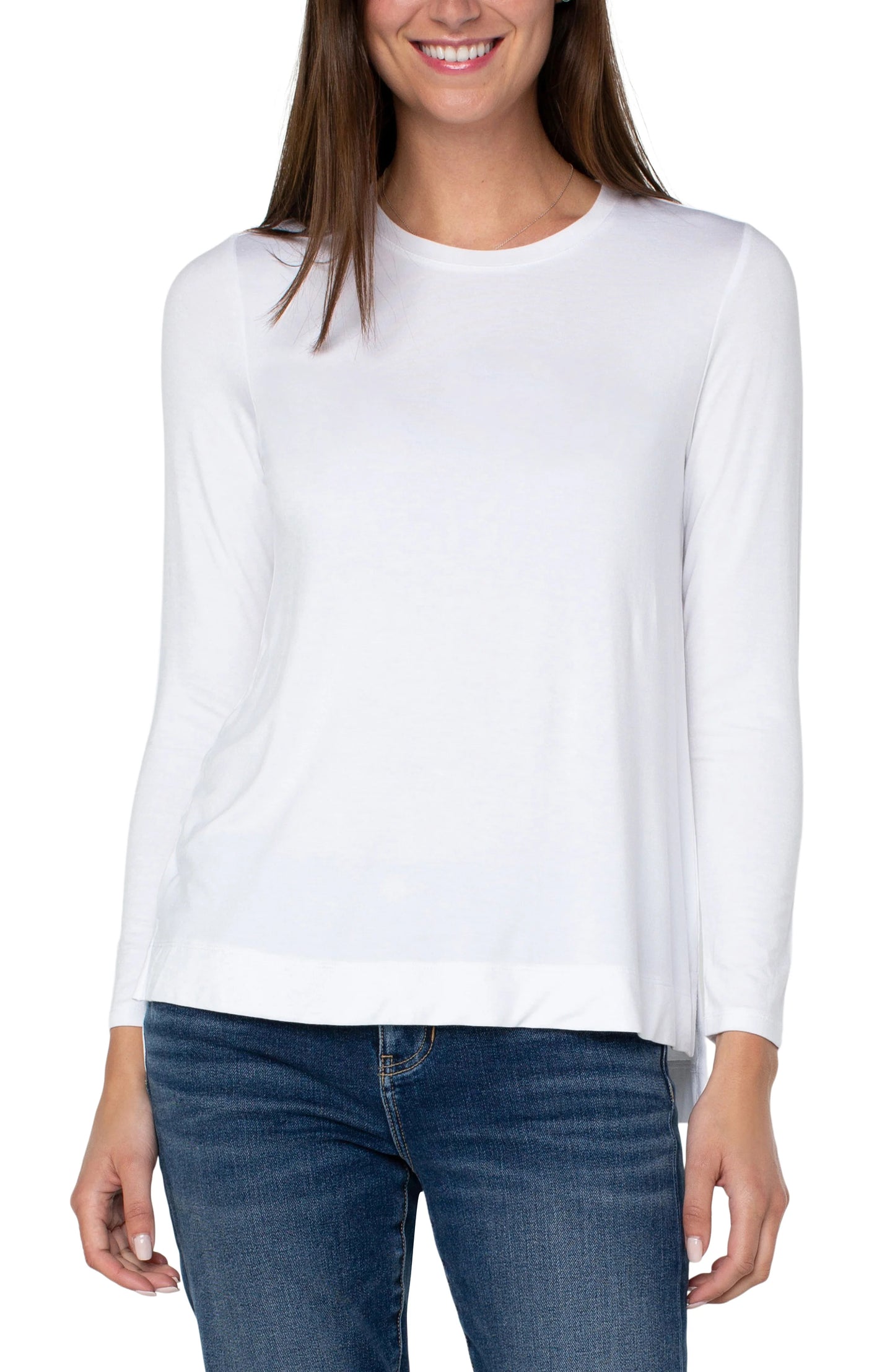 Liverpool Scoop Neck Long Sleeve Tee White