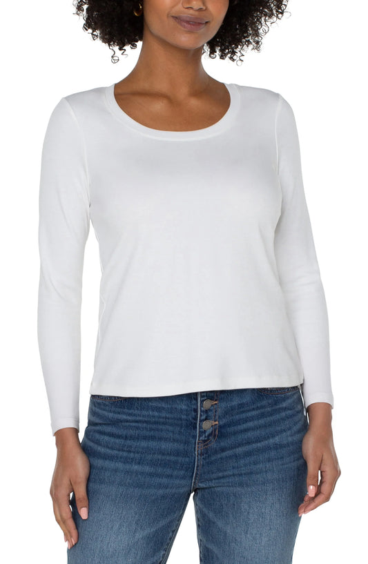 Liverpool Long Sleeve Scoop Neck Knit Top-Snow