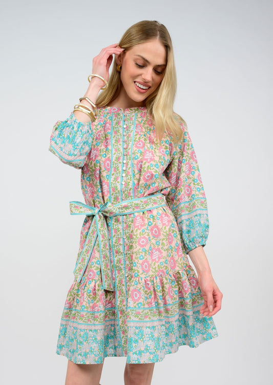 Uncle Frank Many Buttons Block Print Dress