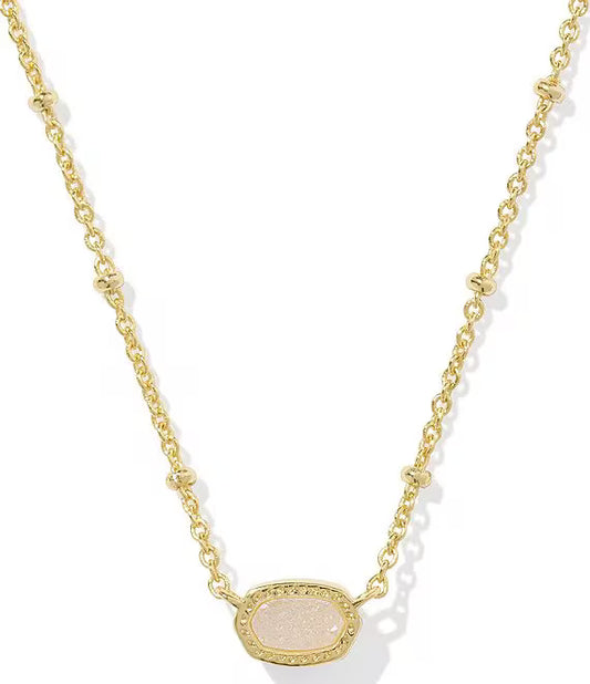 Kendra Scott Mini Elisa Satellite Pendant Necklace Gold/Iridescent Drusy