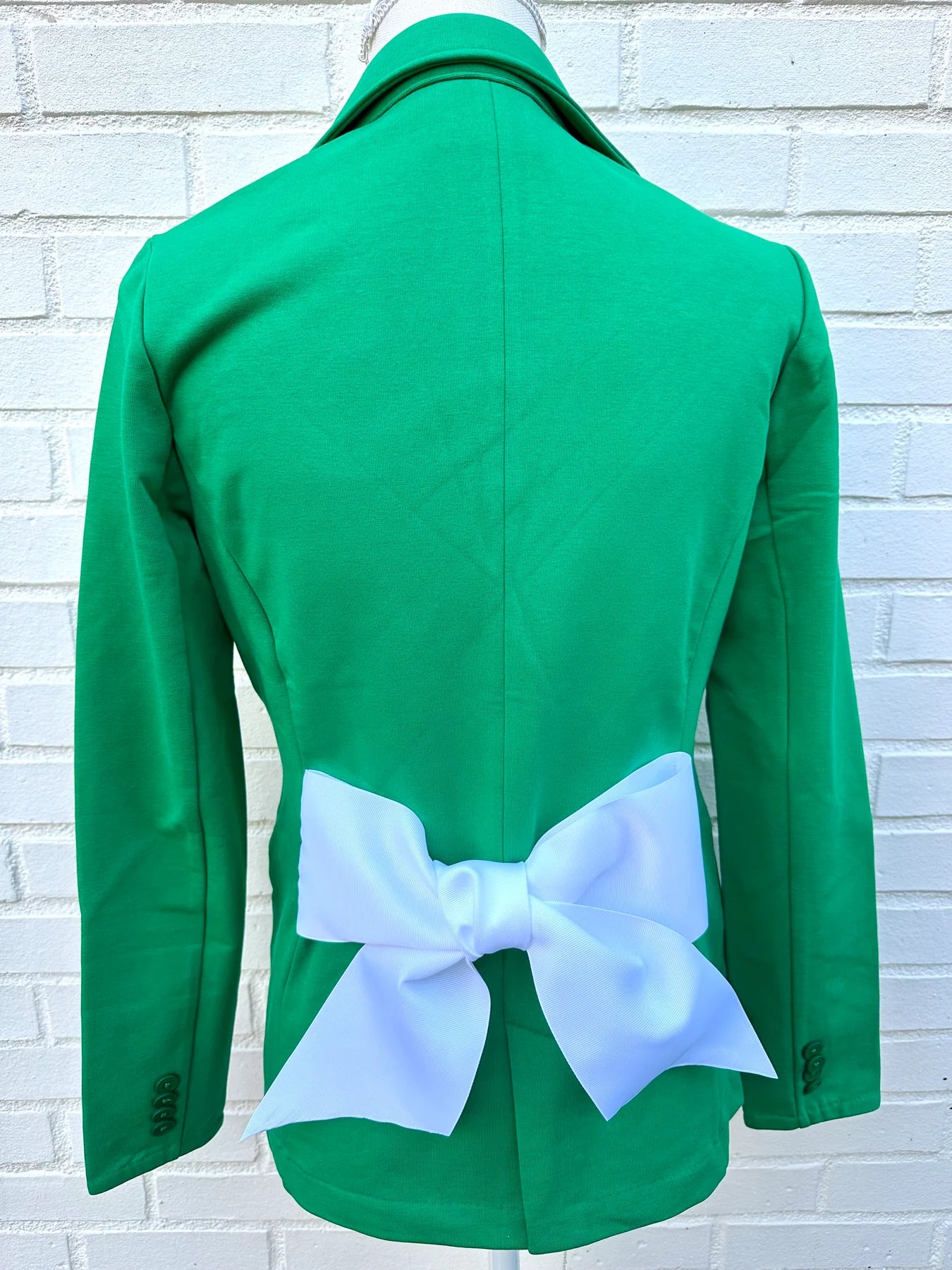 Pearly Vine Naomi Bow Blazer-Green W/White Ribbon