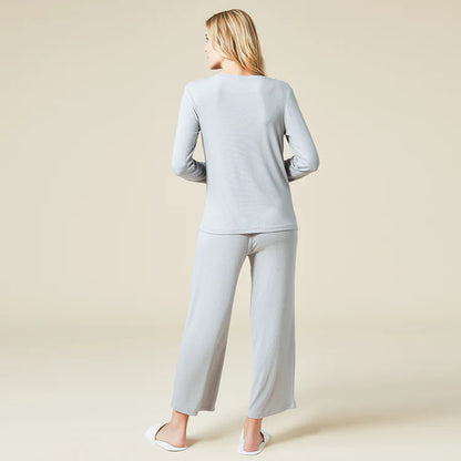 Softies Natalie Classic V-Neck PJ Set-Grey