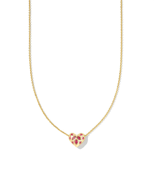 Kendra Scott Holland Heart Pendant Necklace-Gold & Crystal