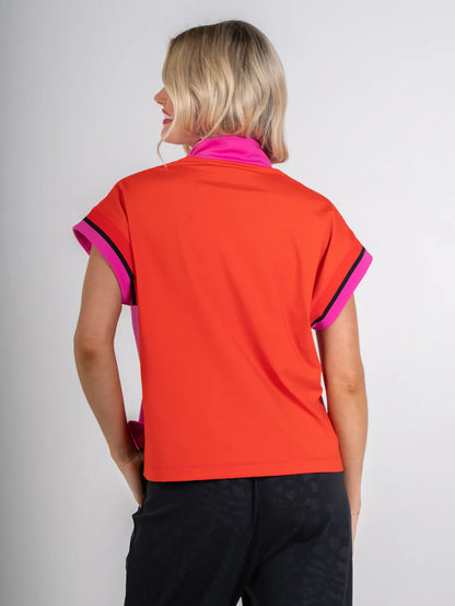 Emily McCarthy Short Sleeve Poppy Pullover-Berry Color Block