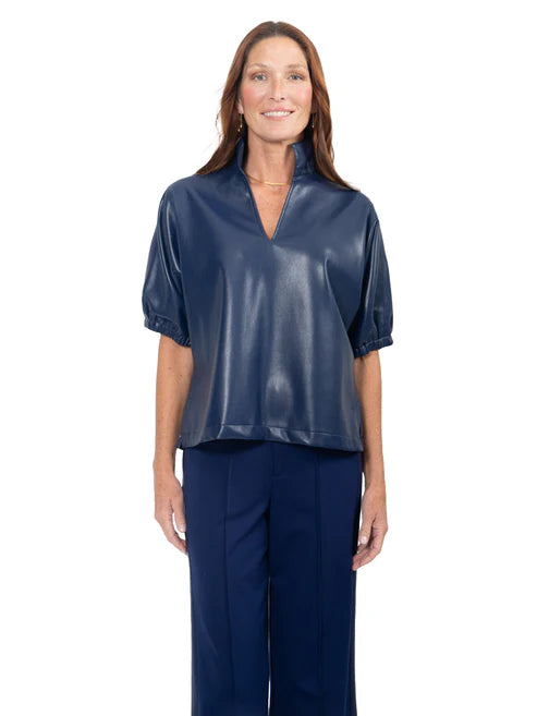 Emily McCarthy Poppy Top Navy Vegan Leather