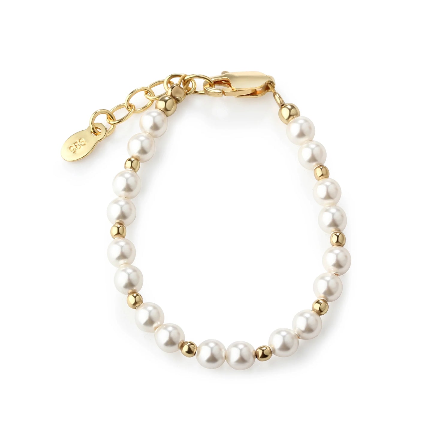 Cherished Moments14K Gold Plated Simulated Pearl Bracelet-Medium