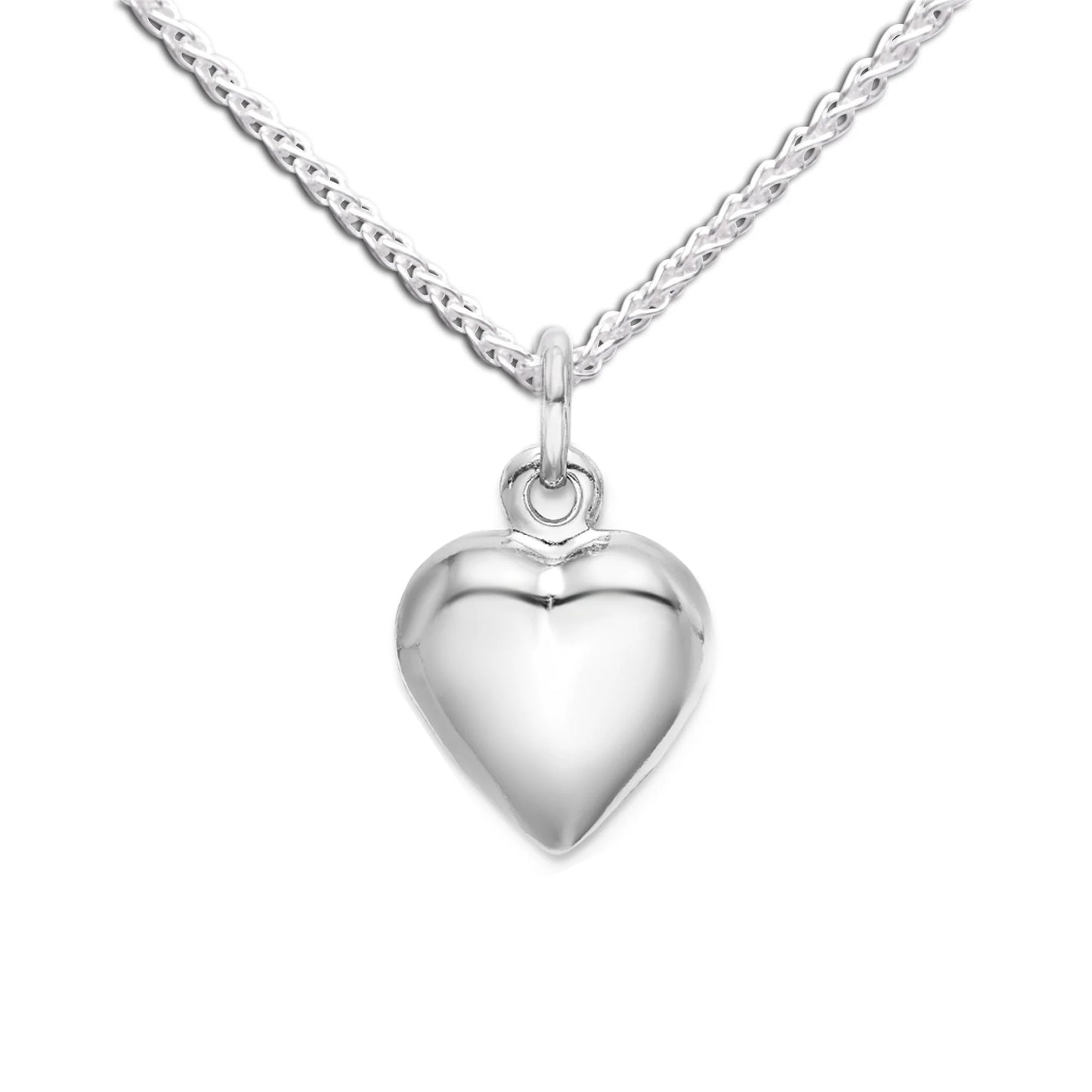 Cherished Moments Puffed Heart Necklace in Sterling Silver