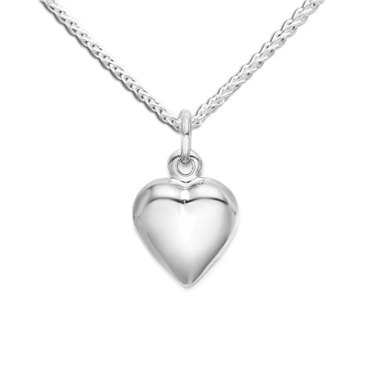 Cherished Moments Puffed Heart Necklace in Sterling Silver