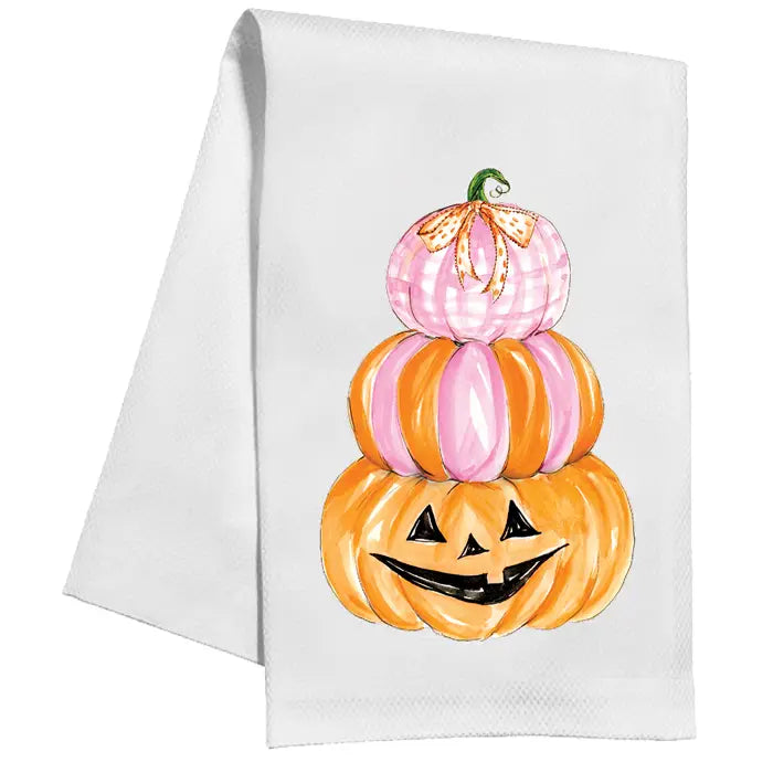 RosanneBeck Pink & Orange Pumpkin Stack Kitchen Towel