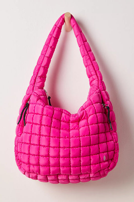 Free People Quilted Carryall Bag-Fuchsia Flirt