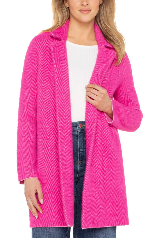 Liverpool Open Front Coatigan Sweater-Deep Raspberry Pink