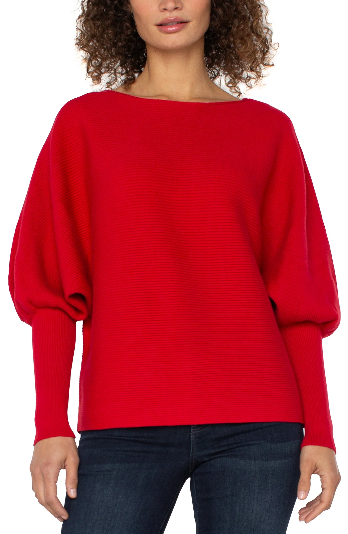 Liverpool Long Sleeve Boat Neck Dolman Sweater-Tango Red